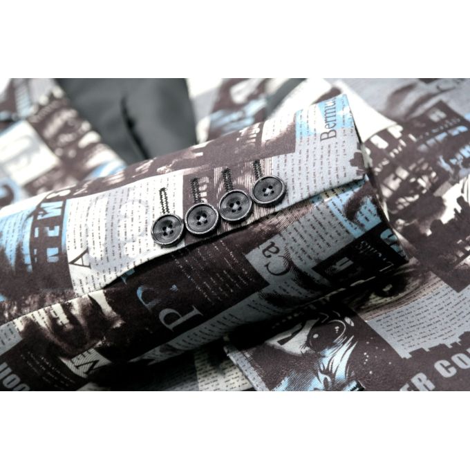 GIOVANNI PERA Marynarka męska napisy gazeta D406 magazyn | Sklep GriShop.eu | Marynarki