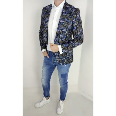 GIOVANNI PERA Marynarka męska kwiaty grafitowa D404 paisley kolorowa | Sklep GriShop.eu | Marynarki