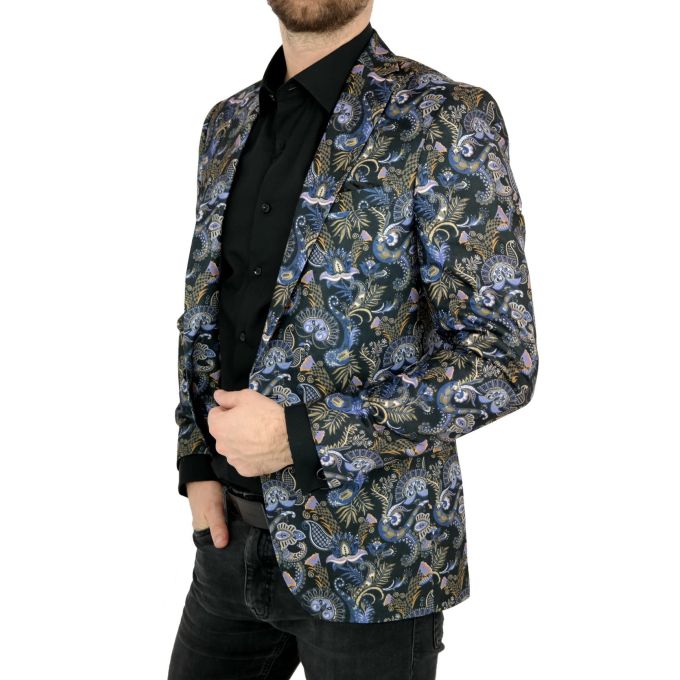 GIOVANNI PERA Marynarka męska kwiaty grafitowa D404 paisley kolorowa | Sklep GriShop.eu | Marynarki