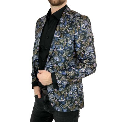 GIOVANNI PERA Marynarka męska kwiaty grafitowa D404 paisley kolorowa | Sklep GriShop.eu | Marynarki