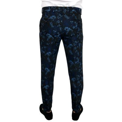 GIOVANNI PERA Spodnie męskie eleganckie kwiaty granat/niebieski, do garnituru i nie tylko | Sklep GriShop.eu | Jeansy