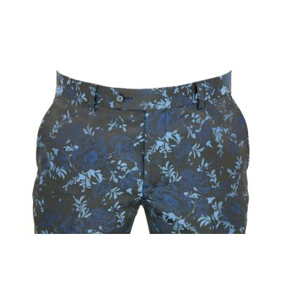 GIOVANNI PERA Spodnie męskie eleganckie kwiaty granat/niebieski, do garnituru i nie tylko | Sklep GriShop.eu | Jeansy