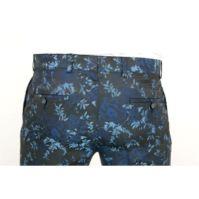 GIOVANNI PERA Spodnie męskie eleganckie kwiaty granat/niebieski, do garnituru i nie tylko | Sklep GriShop.eu | Jeansy