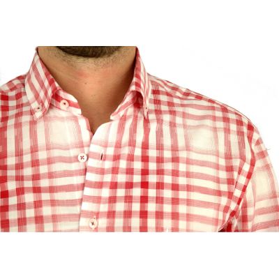 DANIEL BESSI Koszula męska fb741 czerwona krata | Sklep GriShop.eu | Koszule