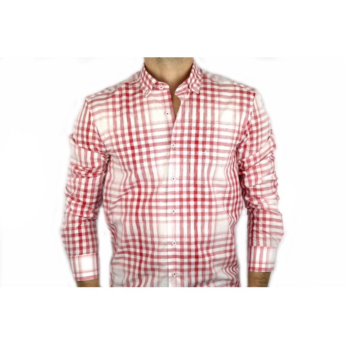 DANIEL BESSI Koszula męska fb741 czerwona krata | Sklep GriShop.eu | Koszule