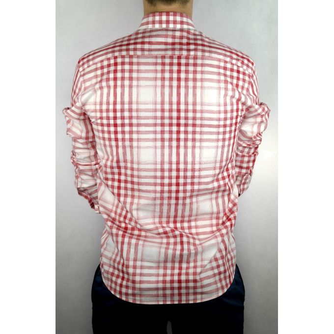 DANIEL BESSI Koszula męska fb741 czerwona krata | Sklep GriShop.eu | Koszule