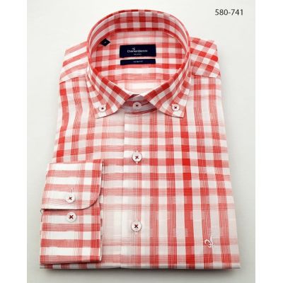 DANIEL BESSI Koszula męska fb741 czerwona krata | Sklep GriShop.eu | Koszule