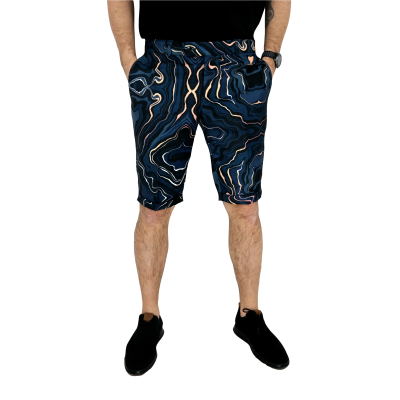 GIOVANNI PERA Spodenki męskie kolorowe ekskluzywne fale, słoje | Grishop | Spodnie