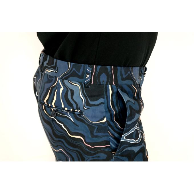 GIOVANNI PERA Spodenki męskie kolorowe ekskluzywne fale, słoje | Grishop | Spodnie