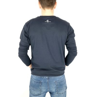 GIOVANNI PERA longsleeve męski T-shirt z długim rękawem TGP44 okrągły granat gazeta | Sklep GriShop.eu | Koszulki
