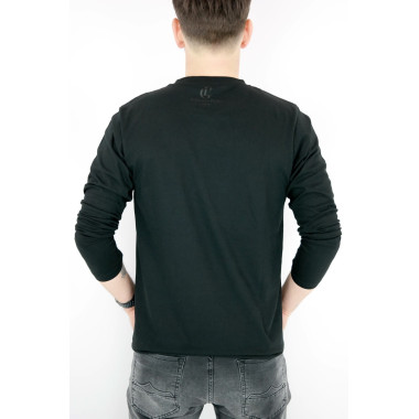 GIOVANNI PERA longsleeve męski T-shirt z długim rękawem TGP47 okrągły czarny lew