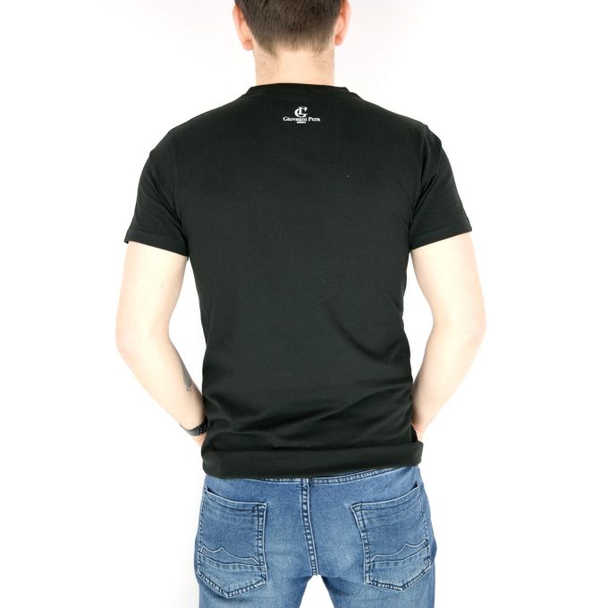 GIOVANNI PERA T-shirt męski czarny okrągły TGP51 rock | Grishop | Koszulki