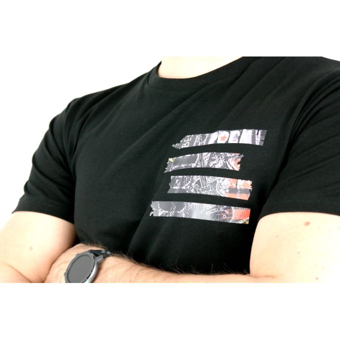 GIOVANNI PERA T-shirt męski czarny okrągły TGP51 rock | Grishop | Koszulki