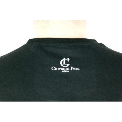 GIOVANNI PERA T-shirt męski czarny okrągły TGP51 rock | Grishop | Koszulki