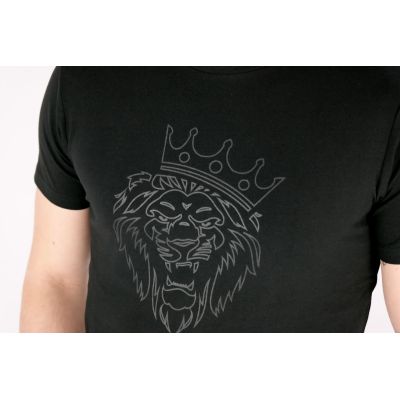 GIOVANNI PERA T-shirt męski czarny serek TGP52 lew | Grishop | Koszulki