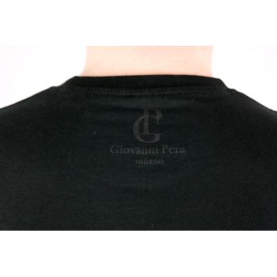 GIOVANNI PERA T-shirt męski czarny serek TGP52 lew | Grishop | Koszulki