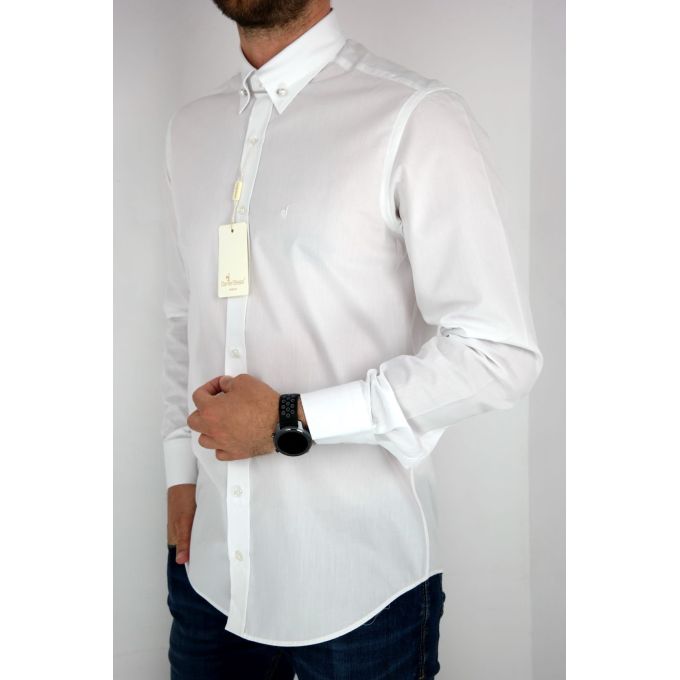 DANIEL BESSI Koszula męska fb002P biała z ozdobą przy kołnierzyku | Sklep GriShop.eu | Koszule