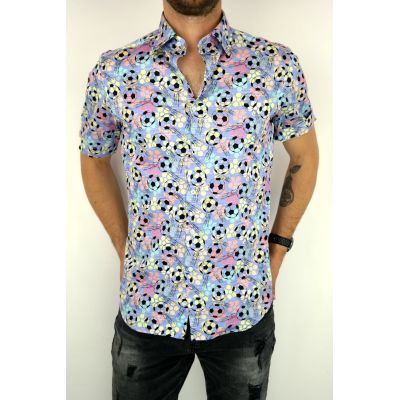 TANCREDO Koszula męska krótki rękaw TN15 w piłki, kolorowa | Sklep GriShop.eu | Koszule