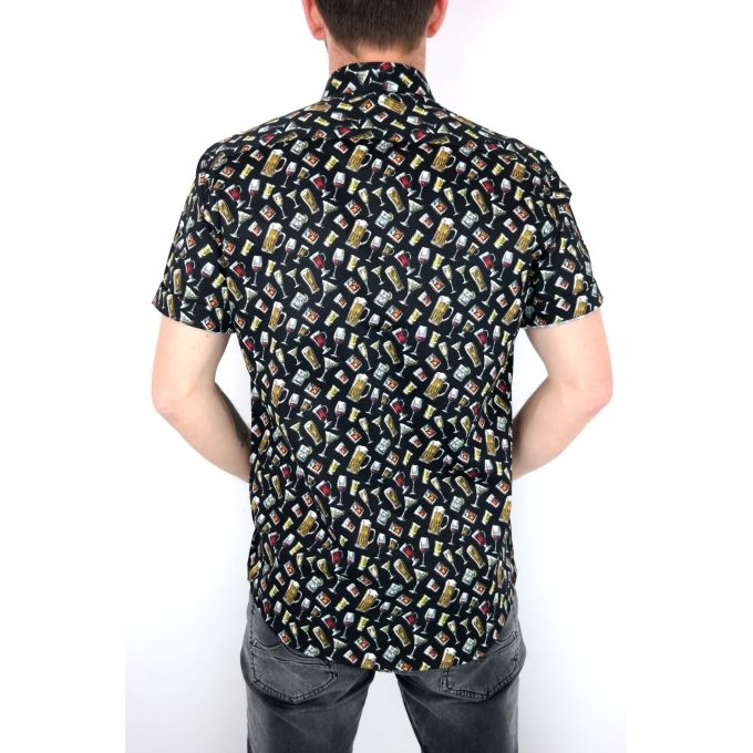 TANCREDO Koszula męska krótki rękaw TN19 czarna, piwo drinki | Sklep GriShop.eu | Koszule