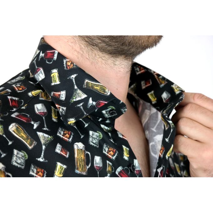 TANCREDO Koszula męska krótki rękaw TN19 czarna, piwo drinki | Sklep GriShop.eu | Koszule