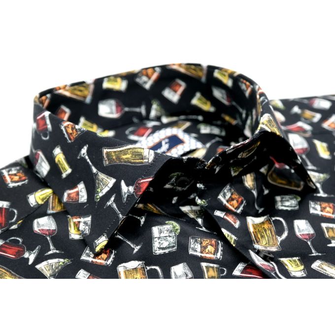 TANCREDO Koszula męska krótki rękaw TN19 czarna, piwo drinki | Sklep GriShop.eu | Koszule