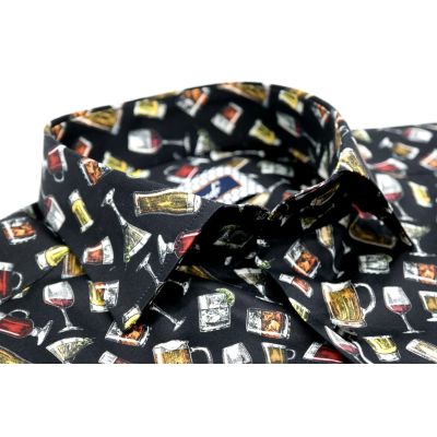 TANCREDO Koszula męska krótki rękaw TN19 czarna, piwo drinki | Sklep GriShop.eu | Koszule