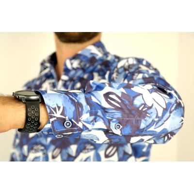 MCQUEEN Koszula męska kwiaty MC054 niebieskie | Sklep GriShop.eu | Koszule