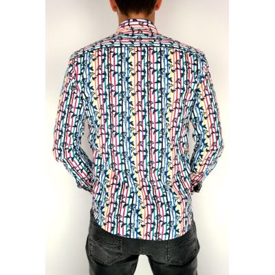 MCQUEEN Koszula męska kwiatki MC056 kolorowe paski | Sklep GriShop.eu | Koszule
