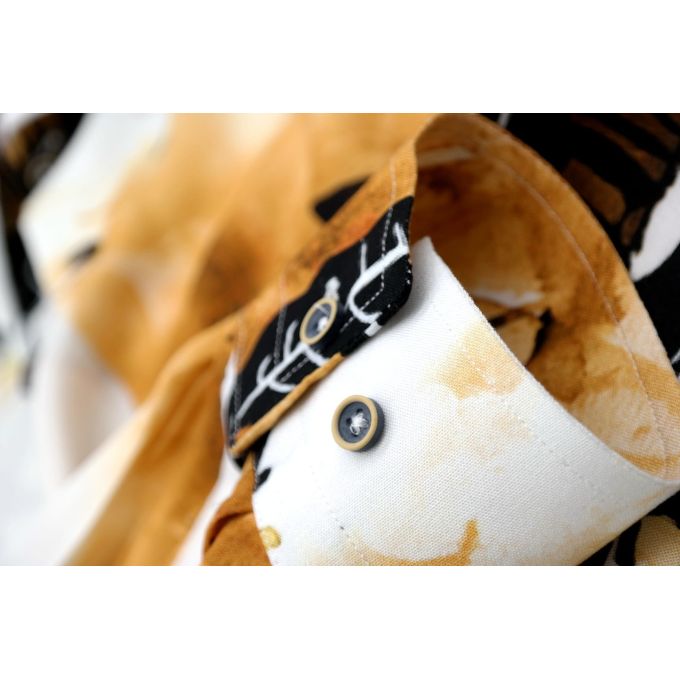 MCQUEEN Koszula męska żółta MC051 liście czarne | Sklep GriShop.eu | Koszule