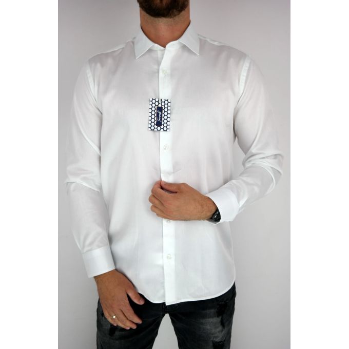 TANCREDO Koszula męska TN23 biała, gładka | Sklep GriShop.eu | Koszule