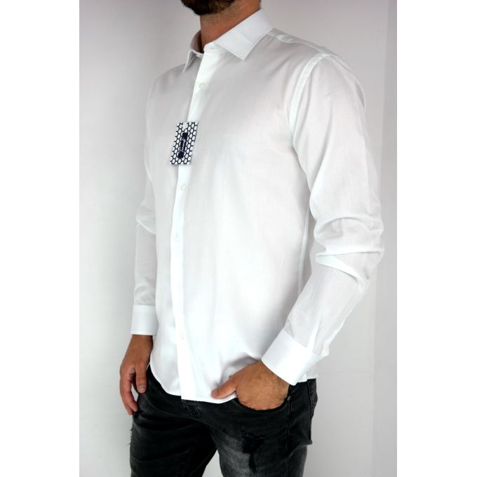 TANCREDO Koszula męska TN23 biała, gładka | Sklep GriShop.eu | Koszule