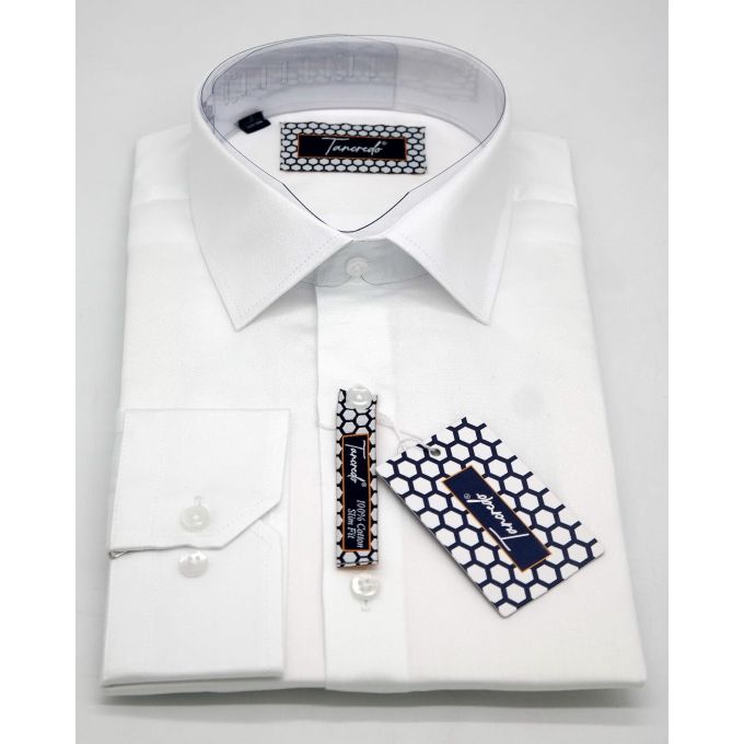 TANCREDO Koszula męska TN23 biała, gładka | Sklep GriShop.eu | Koszule