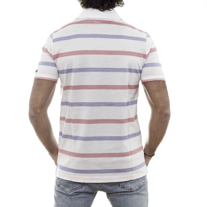 AMERIGO VESPUCCI T-shirt Polo męski biała w paski AV4 | Sklep GriShop.eu | Koszulki