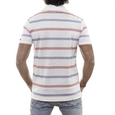 AMERIGO VESPUCCI T-shirt Polo męski biała w paski AV4 | Sklep GriShop.eu | Koszulki