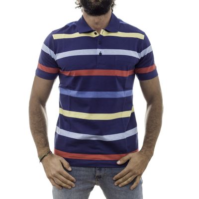 AMERIGO VESPUCCI T-shirt Polo męski granatowy, kolorowe paski AV14 | Sklep GriShop.eu | Koszulki