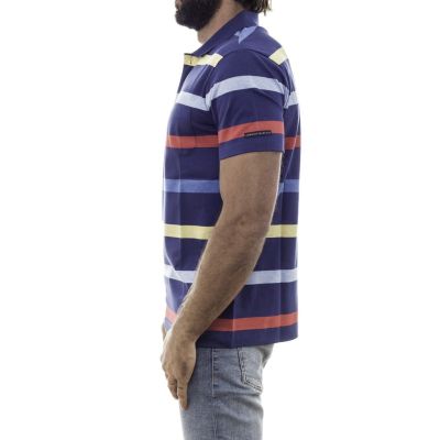 AMERIGO VESPUCCI T-shirt Polo męski granatowy, kolorowe paski AV14 | Sklep GriShop.eu | Koszulki