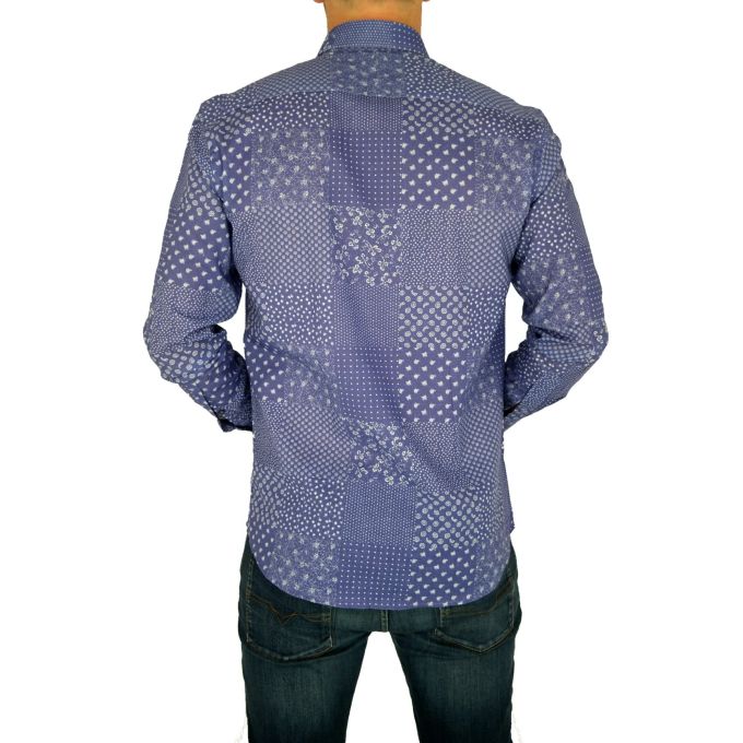 MCQUEEN Koszula męska niebieska MC049 drobny wzór | Sklep GriShop.eu | Koszule