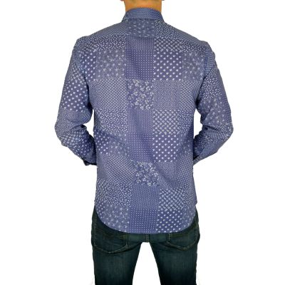 MCQUEEN Koszula męska niebieska MC049 drobny wzór | Sklep GriShop.eu | Koszule