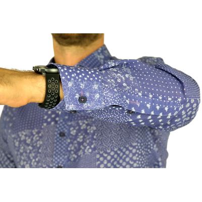 MCQUEEN Koszula męska niebieska MC049 drobny wzór | Sklep GriShop.eu | Koszule