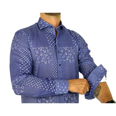 MCQUEEN Koszula męska niebieska MC049 drobny wzór | Sklep GriShop.eu | Koszule
