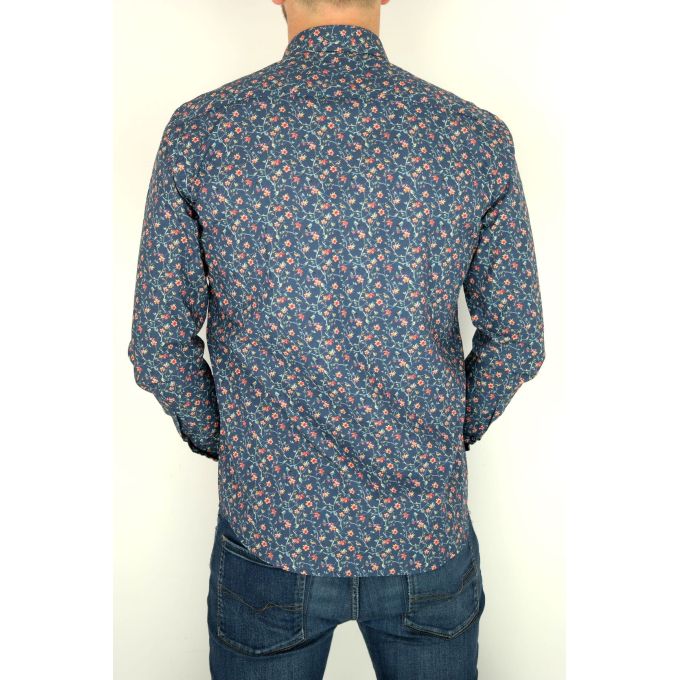 MCQUEEN Koszula męska granatowa MC052 w kwiatki | Sklep GriShop.eu | Koszule