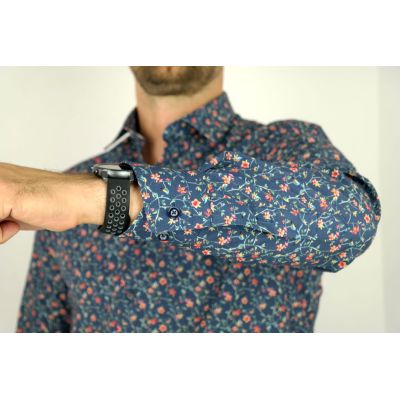 MCQUEEN Koszula męska granatowa MC052 w kwiatki | Sklep GriShop.eu | Koszule