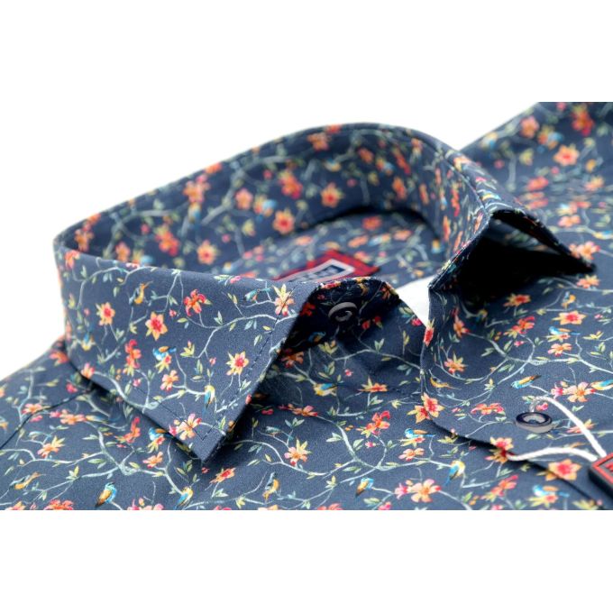 MCQUEEN Koszula męska granatowa MC052 w kwiatki | Sklep GriShop.eu | Koszule