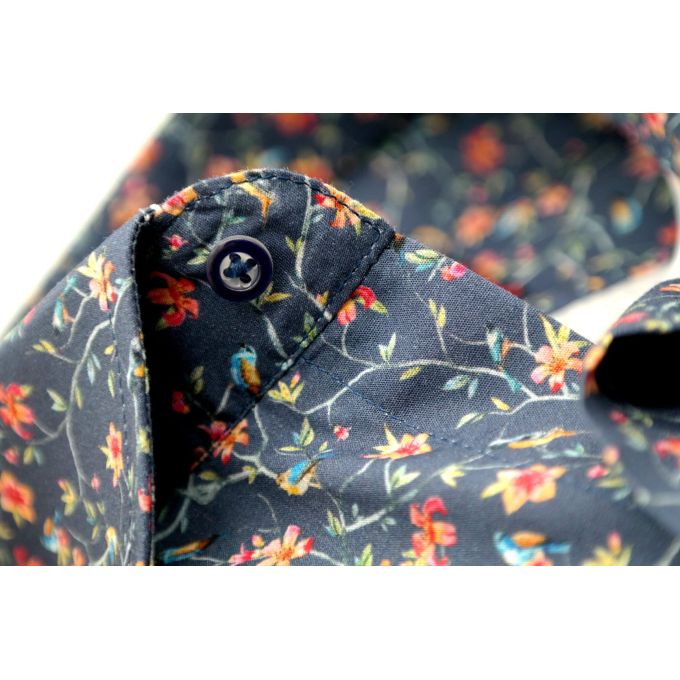 MCQUEEN Koszula męska granatowa MC052 w kwiatki | Sklep GriShop.eu | Koszule