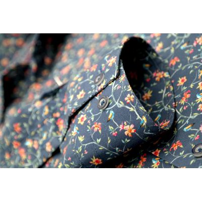 MCQUEEN Koszula męska granatowa MC052 w kwiatki | Sklep GriShop.eu | Koszule