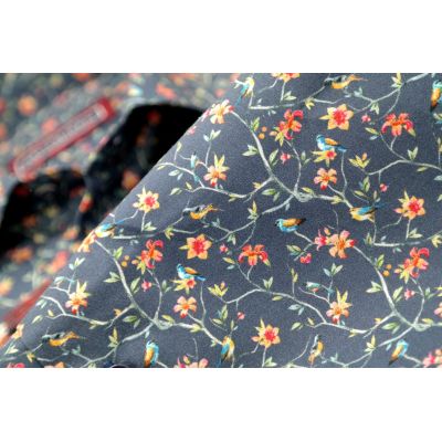 MCQUEEN Koszula męska granatowa MC052 w kwiatki | Sklep GriShop.eu | Koszule