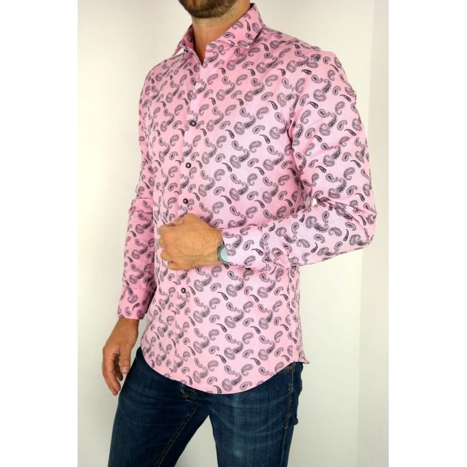 MCQUEEN Koszula męska różowa MC053 paisley | Sklep GriShop.eu | Koszule