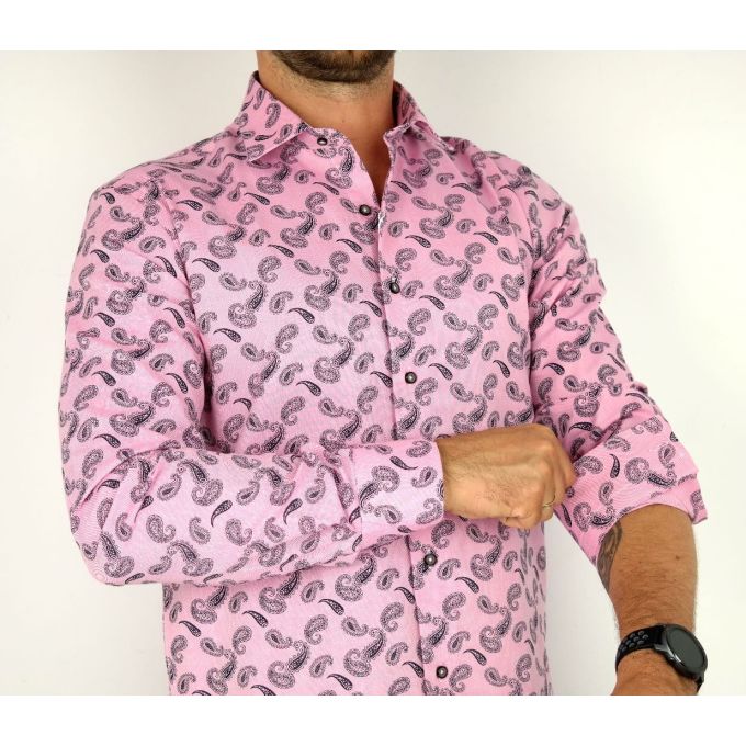 MCQUEEN Koszula męska różowa MC053 paisley | Sklep GriShop.eu | Koszule