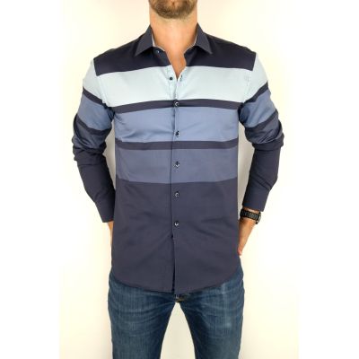 MCQUEEN Koszula męska w pasy MC059 granatowa | Sklep GriShop.eu | Koszule