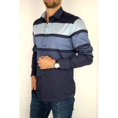 MCQUEEN Koszula męska w pasy MC059 granatowa | Sklep GriShop.eu | Koszule
